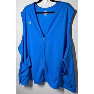 Walmart Employee Vest Womens 5X Blue Zip Up Spark Logo Pockets Lanyard Clip Slot